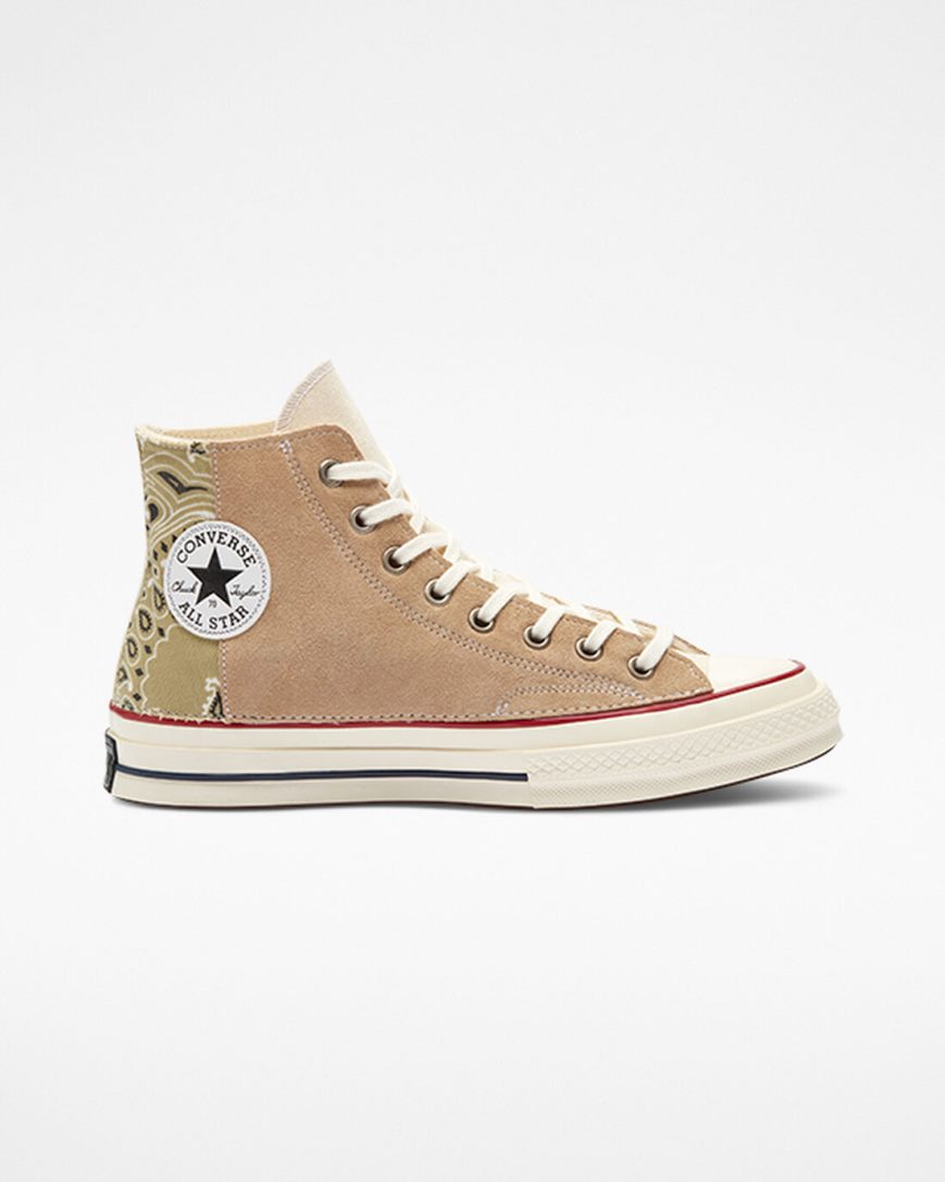 Tenis Converse Chuck 70 LTD Paisley Camurça Cano Alto Feminino Bege Marrom | PT U015TP3